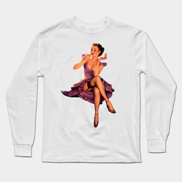 Pin up girl makeup Long Sleeve T-Shirt by Print&fun